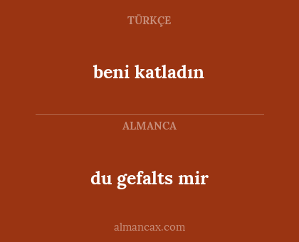 du gefalts mir - beni katladın
