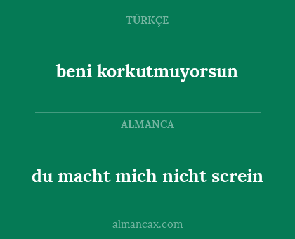 du macht mich nicht screin - beni korkutmuyorsun