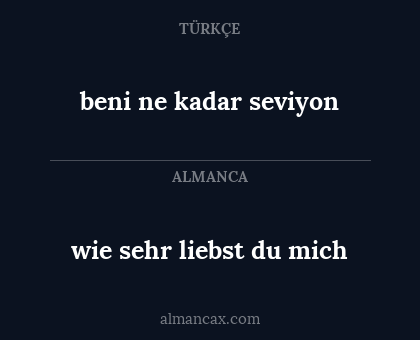 wie sehr liebst du mich - beni ne kadar seviyon