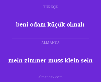 beni odam küçük olmalı - mein zimmer muss klein sein