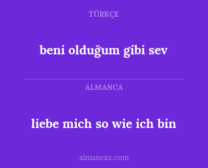liebe mich so wie ich bin - beni olduğum gibi sev