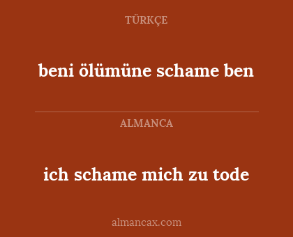 ich schame mich zu tode - beni ölümüne schame ben