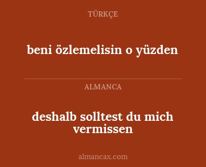 deshalb solltest du mich vermissen - beni özlemelisin o yüzden