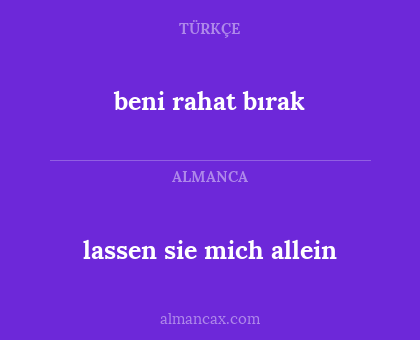 lassen sie mich allein - beni rahat bırak