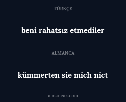 kümmerten sie mich nict - beni rahatsız etmediler