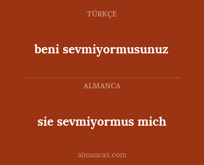 sie sevmiyormus mich - beni sevmiyormusunuz