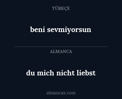 du mich nicht liebst - beni sevmiyorsun