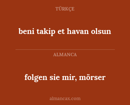 folgen sie mir, mörser - beni takip et havan olsun