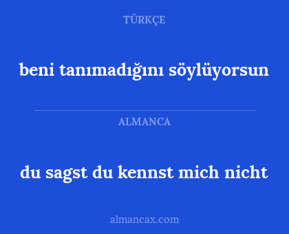 du sagst du kennst mich nicht - beni tanımadığını söylüyorsun