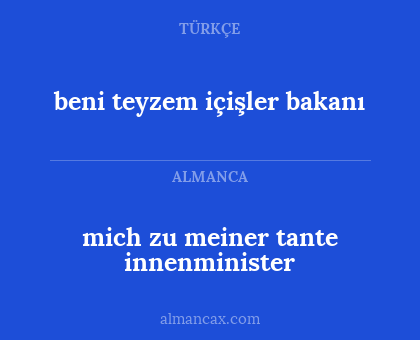 mich zu meiner tante innenminister - beni teyzem içişler bakanı