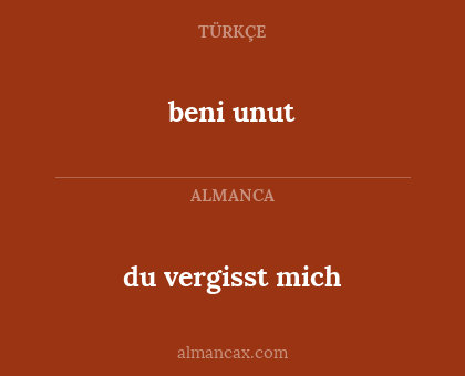 du vergisst mich - beni unut