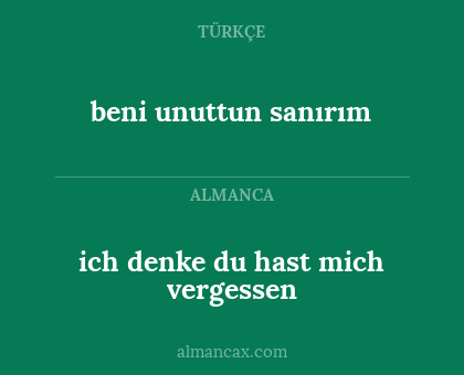 beni unuttun sanırım - ich denke du hast mich vergessen