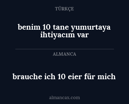 benim 10 tane yumurtaya ihtiyacım var - brauche ich 10 eier für mich