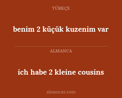 ich habe 2 kleine cousins - benim 2 küçük kuzenim var