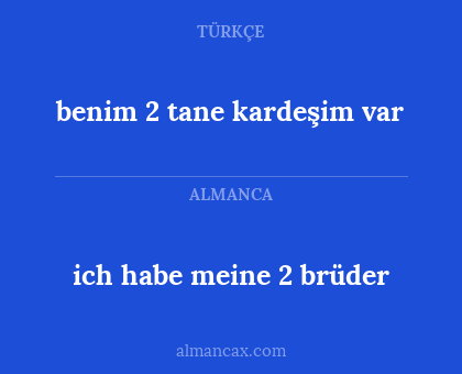 benim 2 tane kardeşim var - ich habe meine 2 brüder
