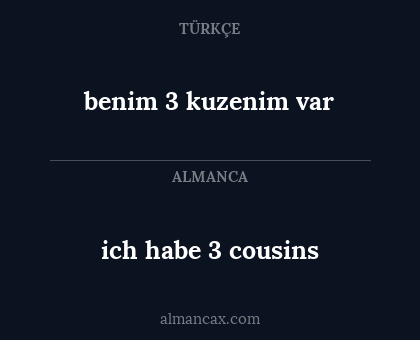 benim 3 kuzenim var - ich habe 3 cousins