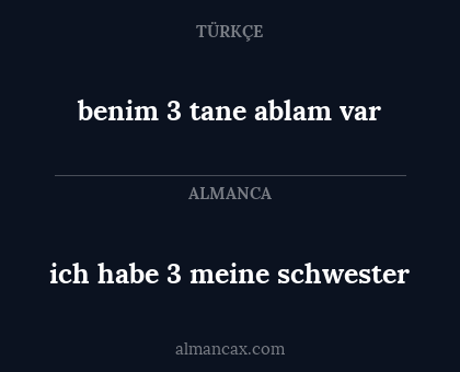 benim 3 tane ablam var - ich habe 3 meine schwester