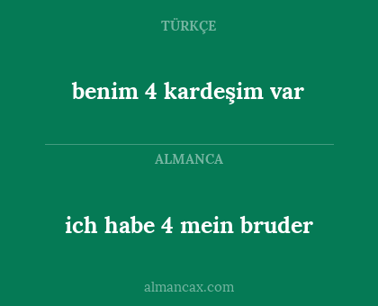 ich habe 4 mein bruder - benim 4 kardeşim var