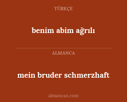 benim abim ağrılı - mein bruder schmerzhaft