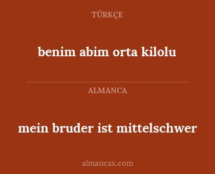 benim abim orta kilolu - mein bruder ist mittelschwer