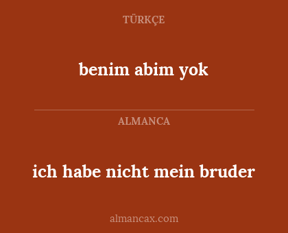 benim abim yok - ich habe nicht mein bruder