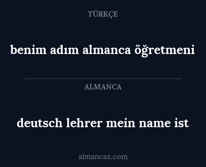 benim adım almanca öğretmeni - deutsch lehrer mein name ist