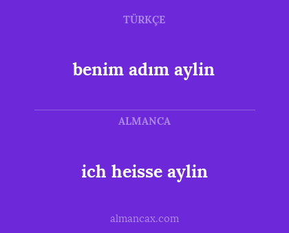 benim adım aylin - ich heisse aylin