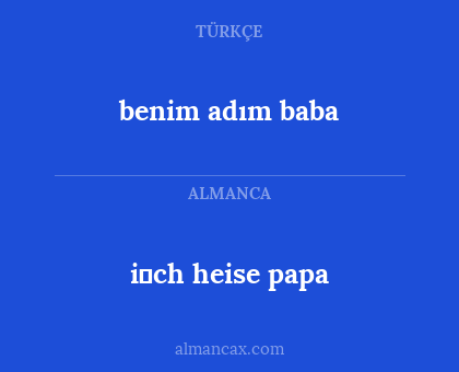 benim adım baba - i̇ch heise papa