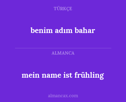 benim adım bahar - mein name ist frühling
