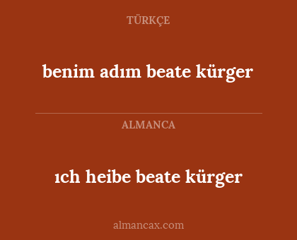 benim adım beate kürger - ıch heibe beate kürger