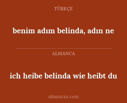 benim adım belinda, adın ne - ich heibe belinda wie heibt du