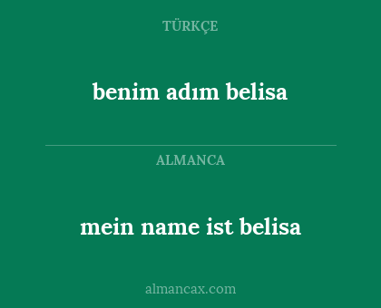 benim adım belisa - mein name ist belisa