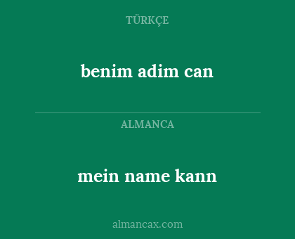 benim adim can - mein name kann