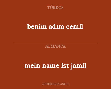 mein name ist jamil - benim adım cemil