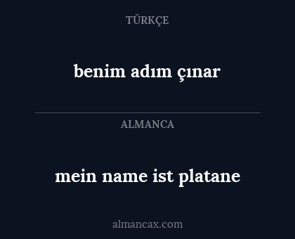 benim adım çınar - mein name ist platane