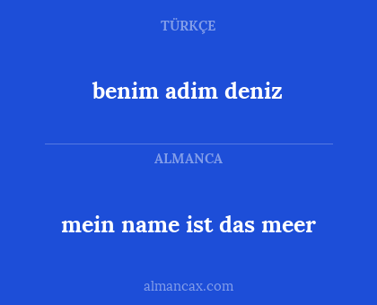 mein name ist das meer - benim adim deniz