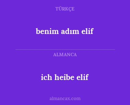 ich heibe elif - benim adım elif
