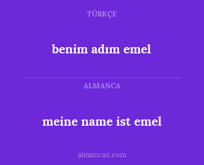 meine name ist emel - benim adım emel