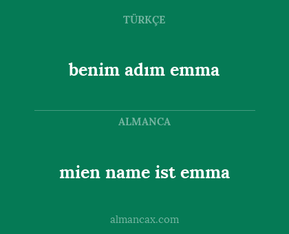 benim adım emma - mien name ist emma