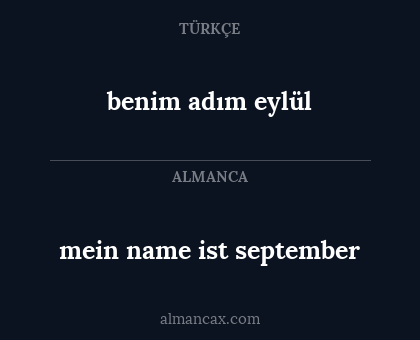 benim adım eylül - mein name ist september