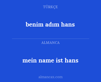 benim adım hans - mein name ist hans