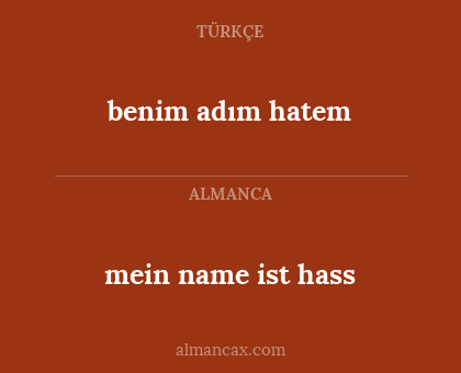 benim adım hatem - mein name ist hass