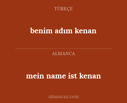 benim adım kenan - mein name ist kenan