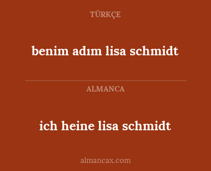 ich heine lisa schmidt - benim adım lisa schmidt
