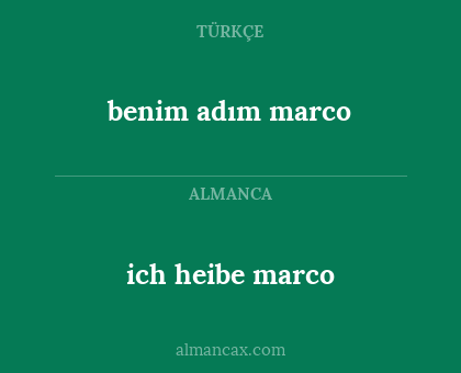 benim adım marco - ich heibe marco