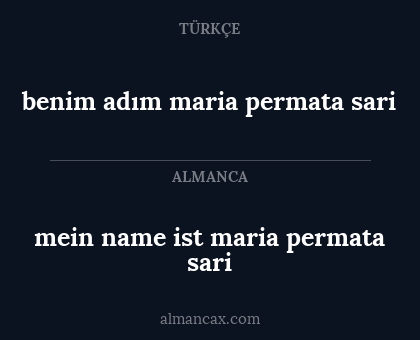 mein name ist maria permata sari - benim adım maria permata sari
