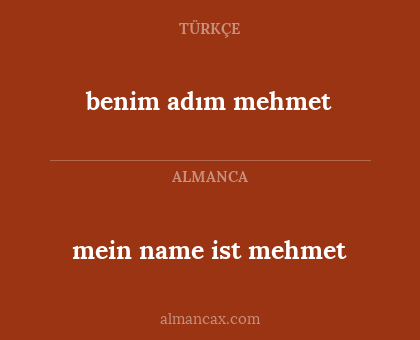 benim adım mehmet - mein name ist mehmet
