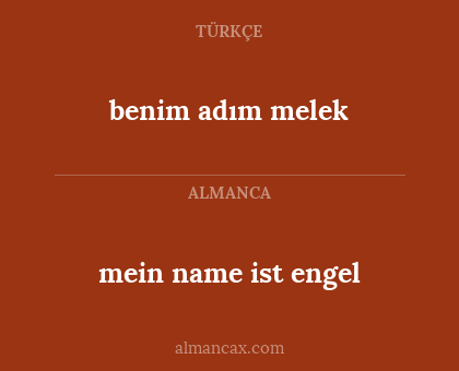 benim adım melek - mein name ist engel