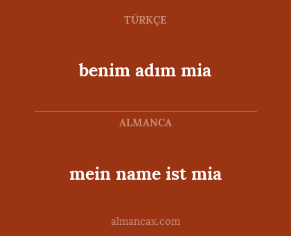 mein name ist mia - benim adım mia