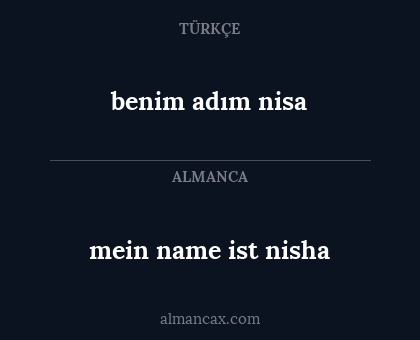mein name ist nisha - benim adım nisa